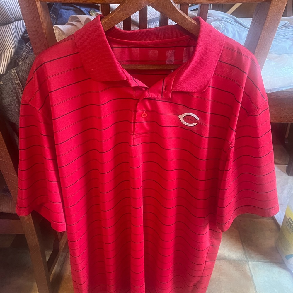 Cincinnati,Reds Classic Red Striped Polo Shirt